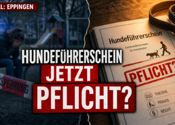 Ein Dokument zum Hundeführerschein Baden-Württemberg liegt neben einer Hundeleine als Symbol für die politische Debatte.