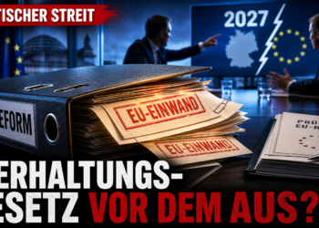 Ein Aktenordner zur Reform des Tierhaltungskennzeichnungsgesetzes mit EU-Einwänden auf einem Schreibtisch.