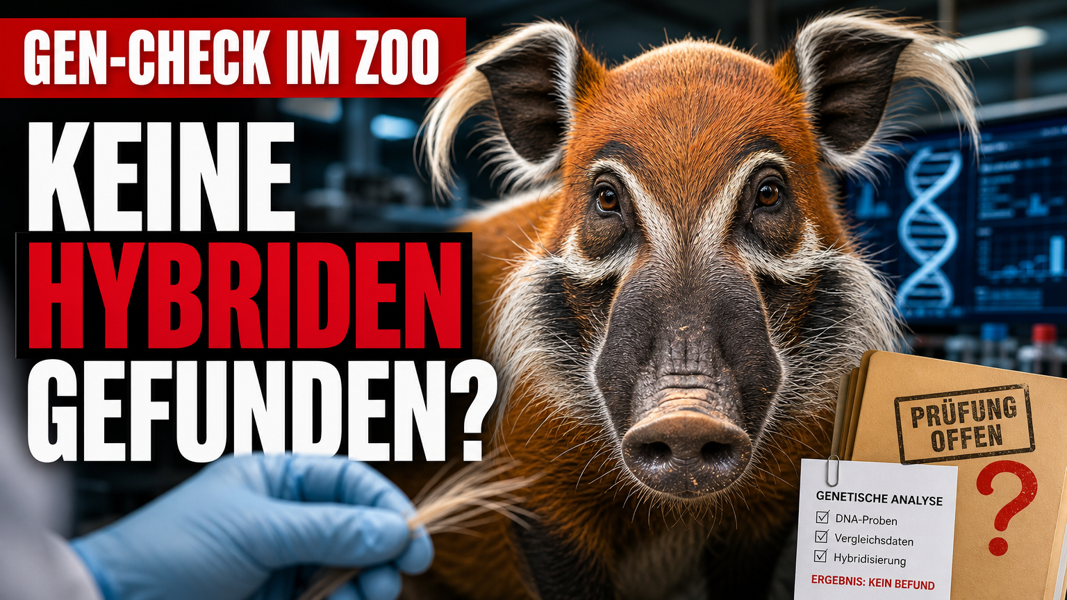 Ein Pinselohrschwein im Zoo Hannover während der nicht-invasiven Probengewinnung für eine Studie zur Pinselohrschweine Hybridisierung Hausschweine.