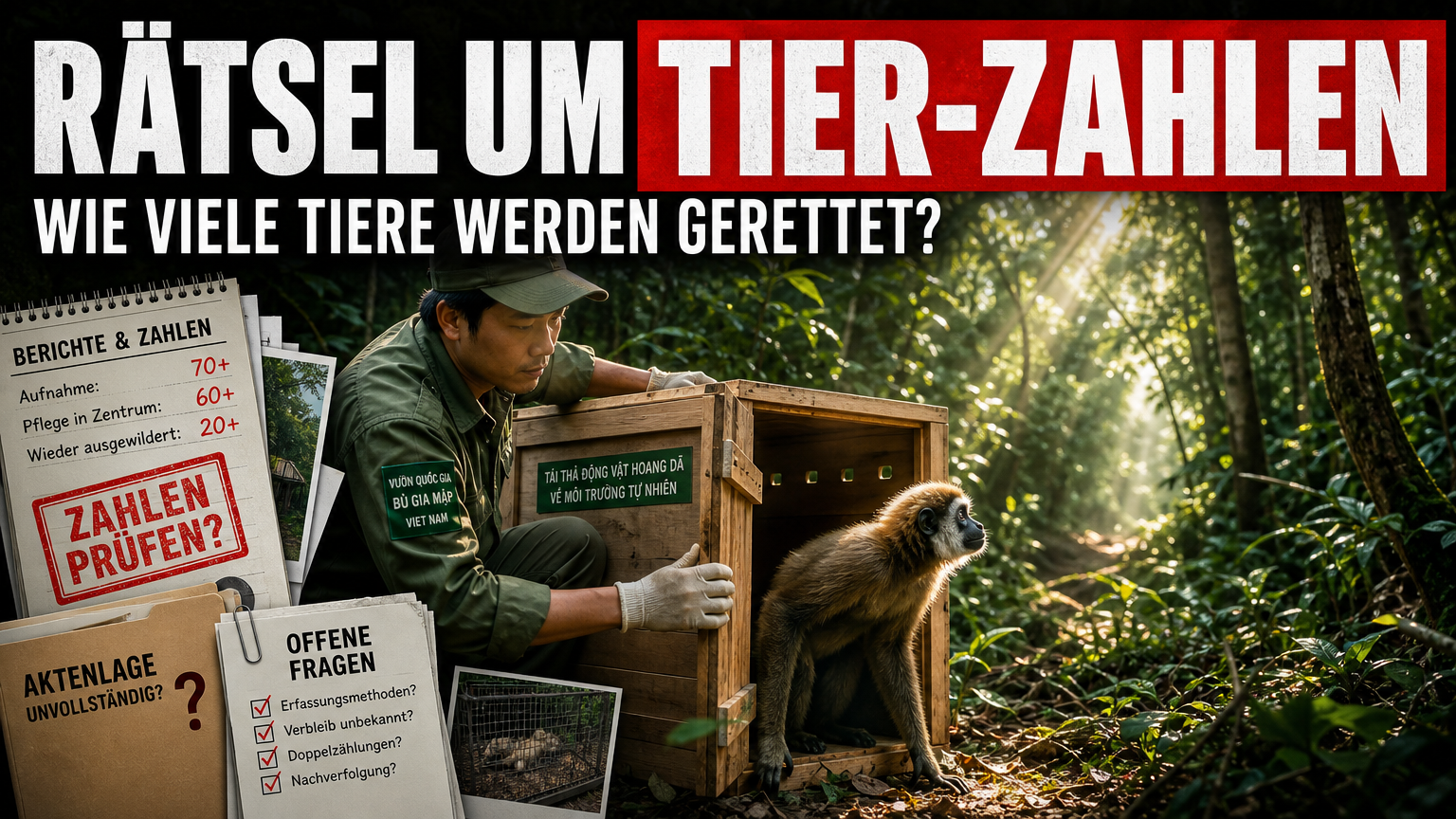 Bu Gia Map Nationalpark: Über 20 Wildtiere in mehreren Auswilderungsaktionen freigelassen 1 Ein Wildtierpfleger bei der Auswilderung im Bu Gia Map Nationalpark Wildtiere