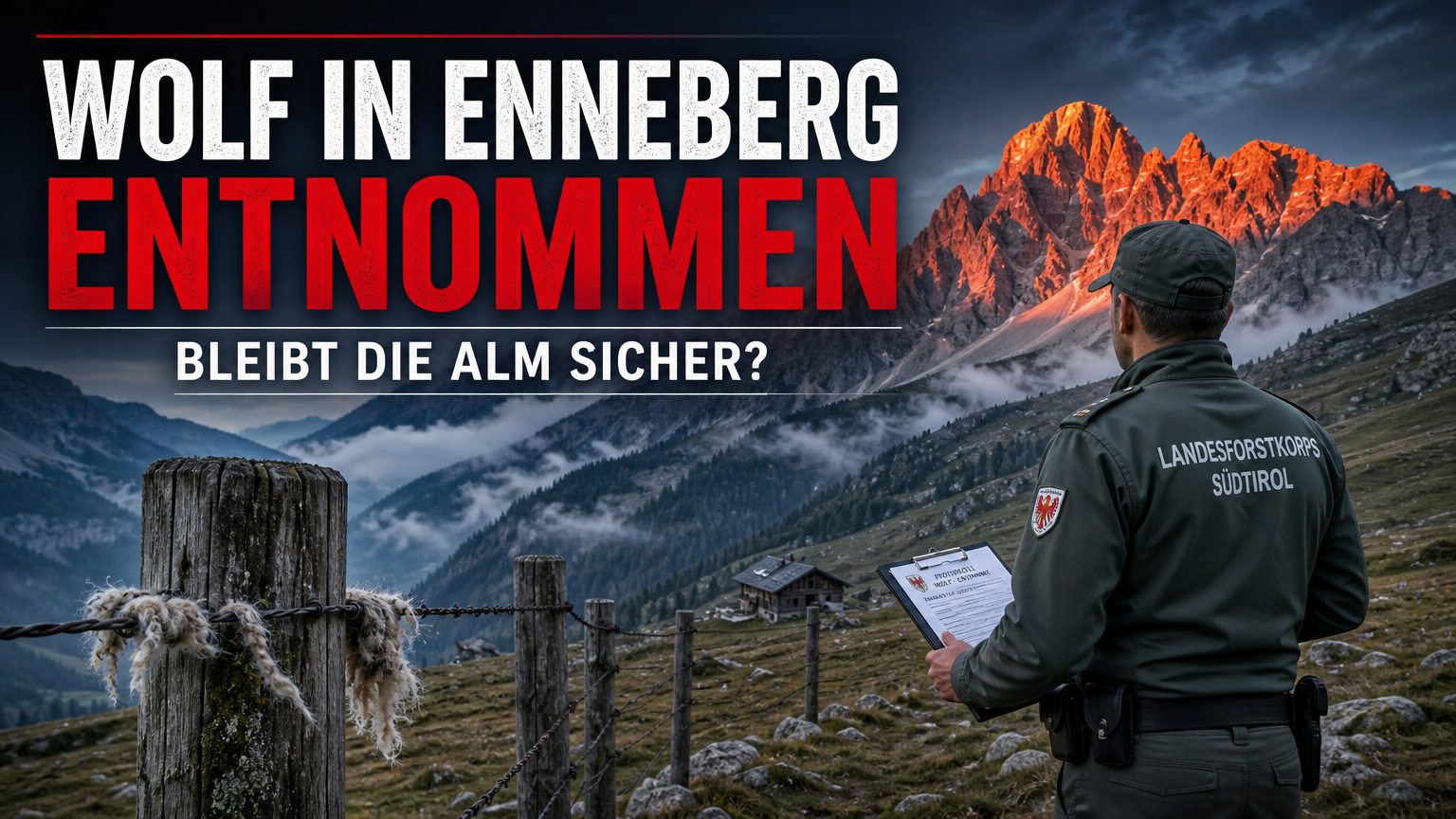 Enneberg: Wolf nach zweiter behördlicher Verfügung auf der Fojedöra-Alm entnommen 1 Ein Beamter des Landesforstkorps auf der Fojedöra-Alm, nachdem ein Wolf in Enneberg entnommen wurde.