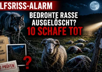 Mutmaßlicher Wolfsangriff in Relliehausen – Wolf vor beschädigtem Weidezaun und Schafen auf dem Versuchsgut der Universität Göttingen