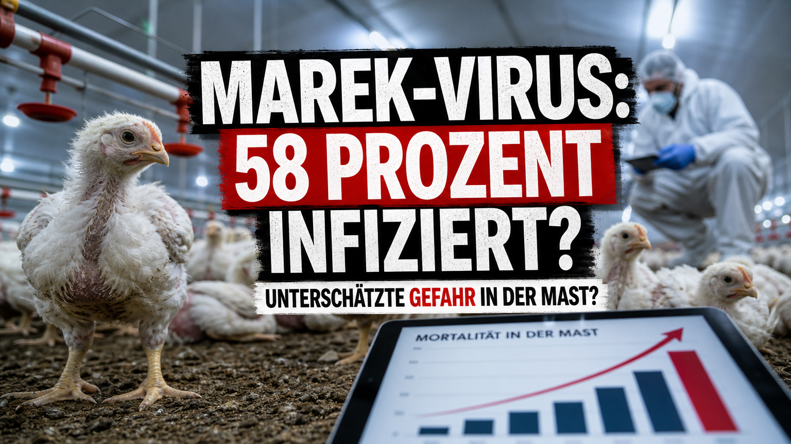 Marek-Virus bei langsam wachsenden Hähnchenherden in 58 Prozent der Bestände nachgewiesen 1 Ein Tierarzt untersucht eine Gruppe von Masthähnchen, bei denen das Marek-Virus in langsam wachsenden Masthähnchenherden nachgewiesen wurde.