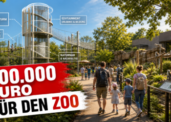 Zoopark Erfurt erweitert Spiel- und Bildungsangebote 14 Visualisierung der neuen Zoopark Erfurt Spiel- und Bildungsangebote mit modernen Kletterelementen und Familien auf dem Zooweg.