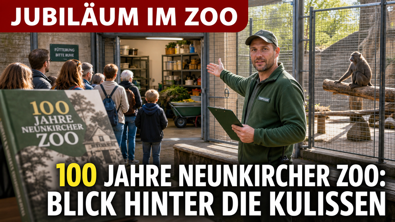 Ein Tierpfleger gewährt Besuchern exklusive Einblicke hinter die Kulissen anlässlich 100 Jahre Neunkircher Zoo.