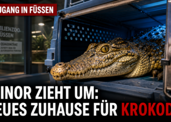 Nilkrokodil Elinor zieht von Genf nach Füssen – neue Anlage für bis zu vier Meter Körperlänge geplant 16 Das junge Nilkrokodil Elinor in Füssen während des Transports in einer speziellen Kiste.