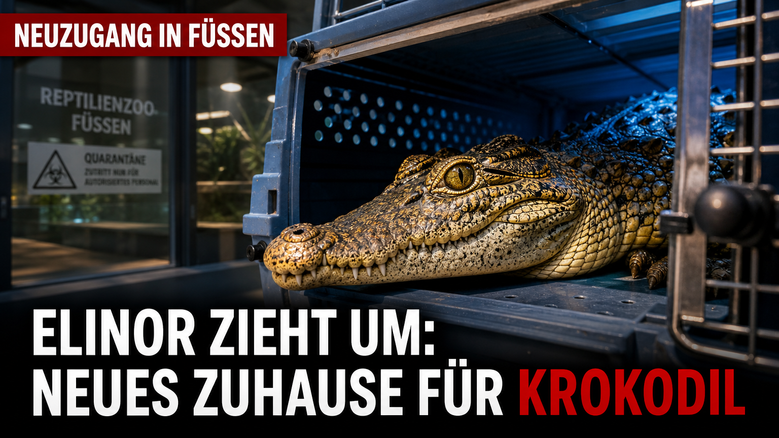 Nilkrokodil Elinor zieht von Genf nach Füssen – neue Anlage für bis zu vier Meter Körperlänge geplant 1 Das junge Nilkrokodil Elinor in Füssen während des Transports in einer speziellen Kiste.
