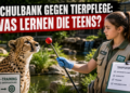 Eine Jugendliche bei der professionellen Tierpflege während der Dreharbeiten zu Elefant, Tiger & Kids Staffel 3 im Zoo.