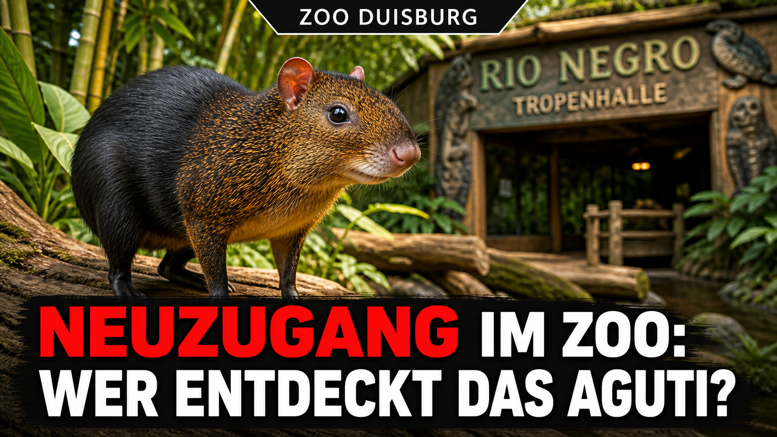 Ein neugieriges Schwarzrückenaguti im Zoo Duisburg erkundet seine neue Umgebung in der Rio-Negro-Anlage.