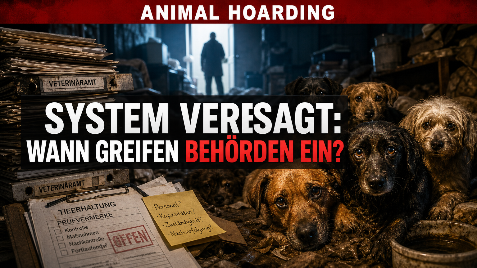Animal Hoarding in Deutschland: Fälle mit betroffenen Tieren 1 Vernachlässigte Hunde in einer verwahrlosten Wohnung als Symbol für Animal Hoarding in Deutschland.