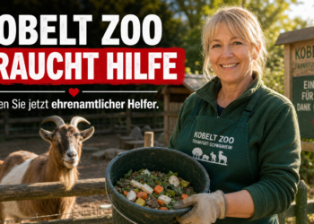 Ein engagierter Helfer bei der Tierpflege als Teil vom Ehrenamt im Kobelt Zoo Frankfurt.