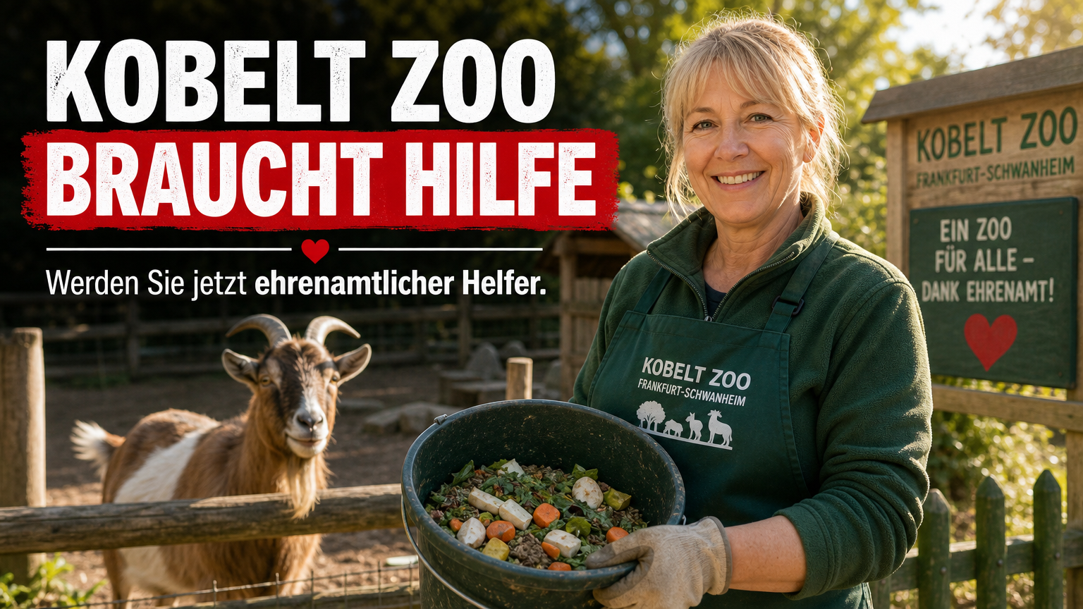 Ein engagierter Helfer bei der Tierpflege als Teil vom Ehrenamt im Kobelt Zoo Frankfurt.