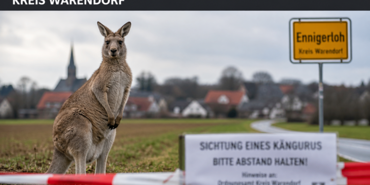 private Haltung exotischer Wildtiere: Ein Bennett-Känguru in einer ländlichen Umgebung im Kreis Warendorf verdeutlicht die Herausforderungen bei der privaten Haltung exotischer Wildtiere.
