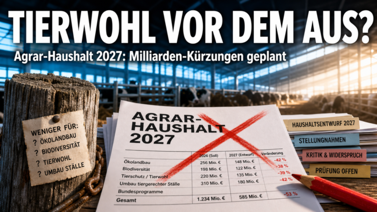Agrarhaushalt 2027 Kürzungen: Ein offizielles Dokument zum Agrarhaushalt 2027 mit einem roten Korrekturstrich, der die geplanten Kürzungen symbolisiert.