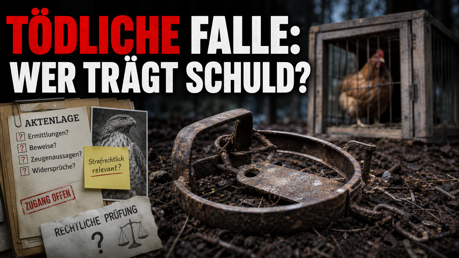 Habicht stirbt nach Fang in Tellereisen bei Buchen – PETA stellt Strafanzeige 1 Habicht in Tellereisen bei Buchen: Ein rostiges Tellereisen in einem Wald bei Buchen, das als illegale Schlagfalle für einen Habicht in Verdacht steht.
