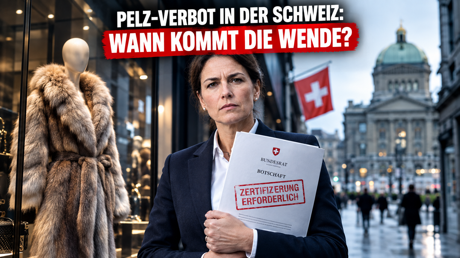 Schweizer Ständerat stimmt Gegenvorschlag zum Pelzimport-, Durchfuhr- und Handelsverbot mit 43 zu 1 Stimme zu 1 Ein Schweizer Regierungsbeamter prüft Dokumente zur Zertifizierungspflicht im Rahmen des Schweizer Pelzimport-, Durchfuhr- und Handelsverbots.