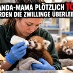 Ein Tierpfleger bei der intensiven Handaufzucht der Rote-Panda-Zwillinge im Tierpark Görlitz nach dem Tod der Mutter.