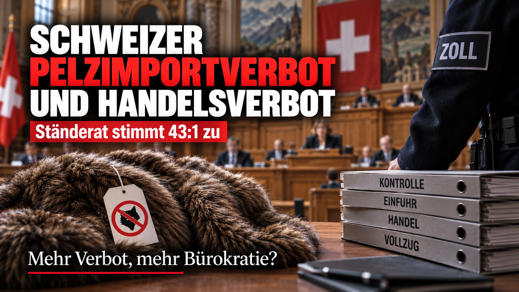Schweizer Pelzimportverbot und Handelsverbot mit Pelz, Zollunterlagen und Schweizer Parlament