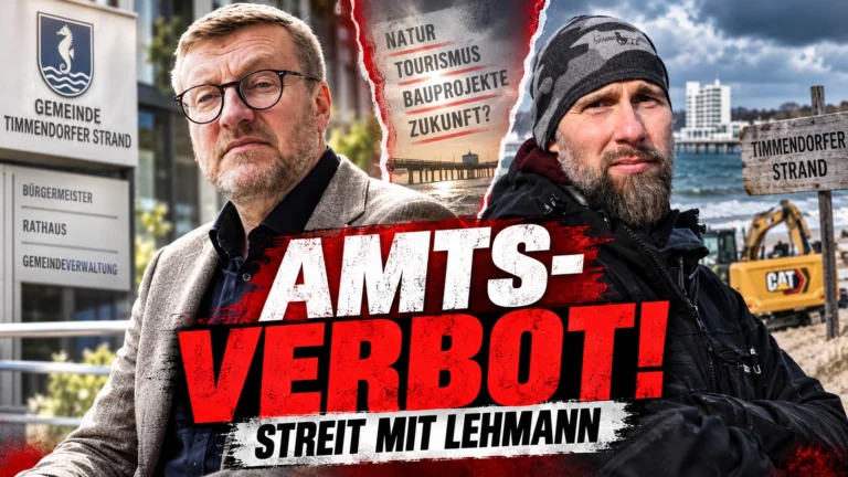 Timmendorfer Bürgermeister Sven Partheil-Böhnke und Robert Marc Lehmann in einem konflikthaften Titelbild zum Amtsverbot und Streit in Timmendorfer Strand.