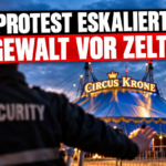 Polizeiliche Aufnahme der Auseinandersetzung beim Circus Krone Hamburg Tierschutzprotest auf dem Heiligengeistfeld.