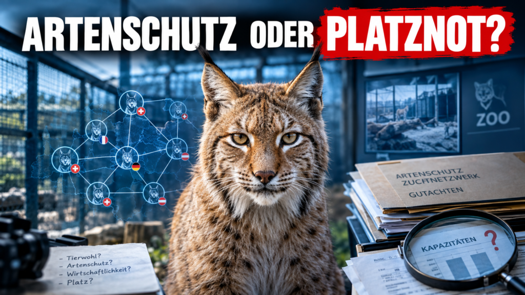 Ein Karpatenluchs steht symbolisch für das Spannungsfeld zwischen Artenschutz und Platznot in modernen Schweizer Zoos.