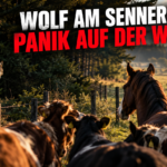 Ein wachsamer Wolf am Waldrand nahe der Senne, der bei Weidetieren für Unruhe sorgt, im Kontext aktueller Wolfshinweise.