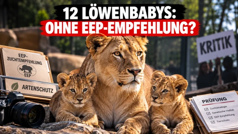 Zoo Dortmund Löwennachwuchs: KI-generiertes Symbolbild einer Löwin mit zwei Jungtieren zur Debatte über die fehlende EEP-Zuchtempfehlung.