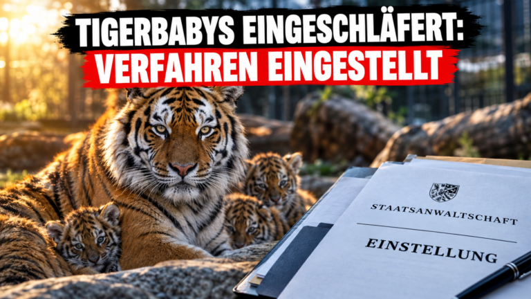 Juristische Unterlagen zur Einstellung des Verfahrens bezüglich der Einschläferung der Tigerbabys im Zoo Leipzig vor einem Amur-Tiger.