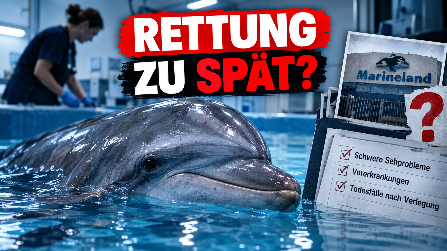 Meeressäuger aus Marineland Kanada: Ein Delfin in einer medizinischen Einrichtung nach der Verlegung von Meeressäugern aus Marineland Kanada.