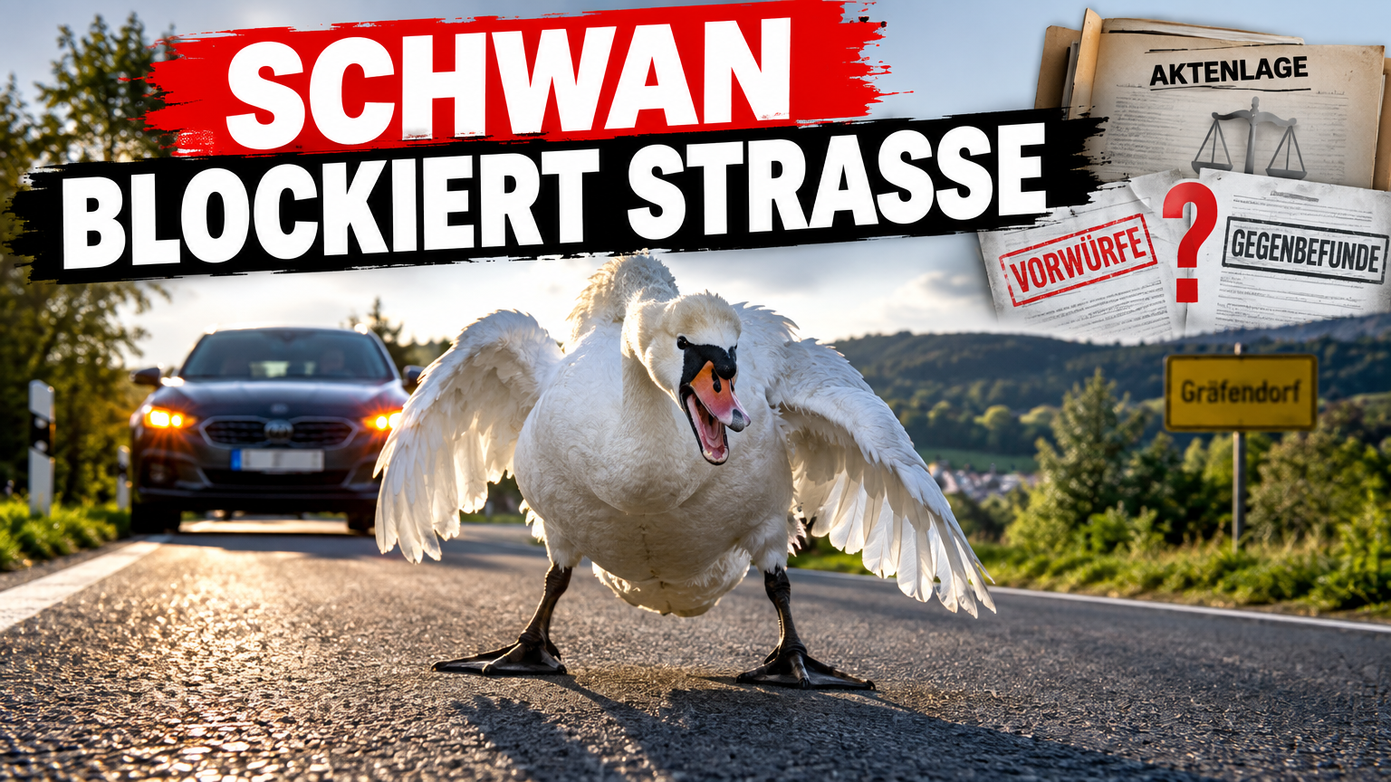 Ein Schwan blockiert Straße bei Gräfendorf und sorgt für eine gefährliche Verkehrssituation auf der Staatsstraße.