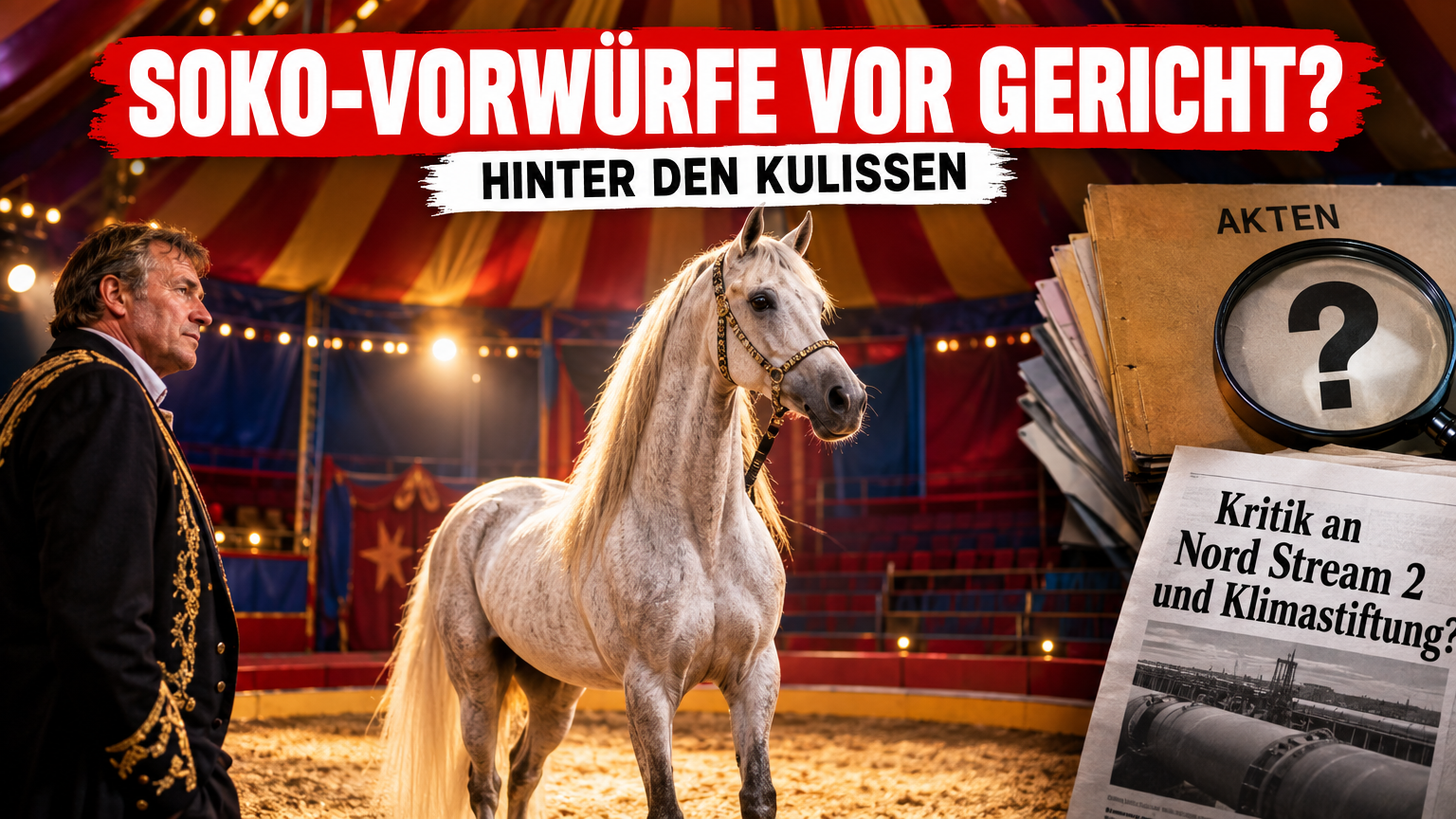 Zirkus Rudolf Renz in Waiblingen: Manege frei bis zum 4. Oktober 1 Ein stolzer Araberhengst in der Manege beim Zirkus Rudolf Renz in Waiblingen unter warmem Scheinwerferlicht.