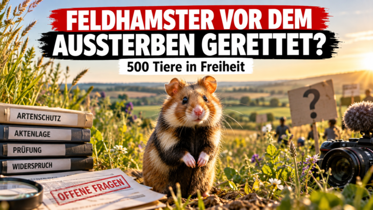 Ein Feldhamster steht aufmerksam in einem strukturreichen Getreidefeld bei der Wiederansiedlung des Feldhamsters bei Wiedemar.