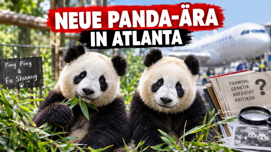 Die Riesenpandas Ping Ping und Fu Shuang sitzen in ihrem Gehege vor ihrem zehnjährigen Aufenthalt im Zoo von Atlanta.
