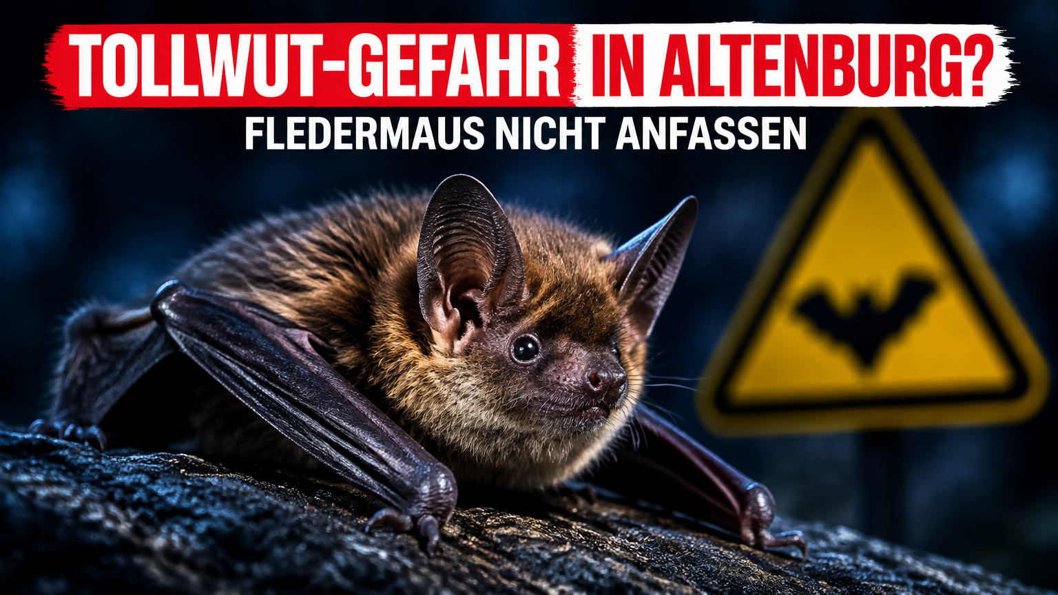 Eine Breitflügelfledermaus als Symbolbild für die Tollwut bei Fledermaus in Altenburg entdeckt.