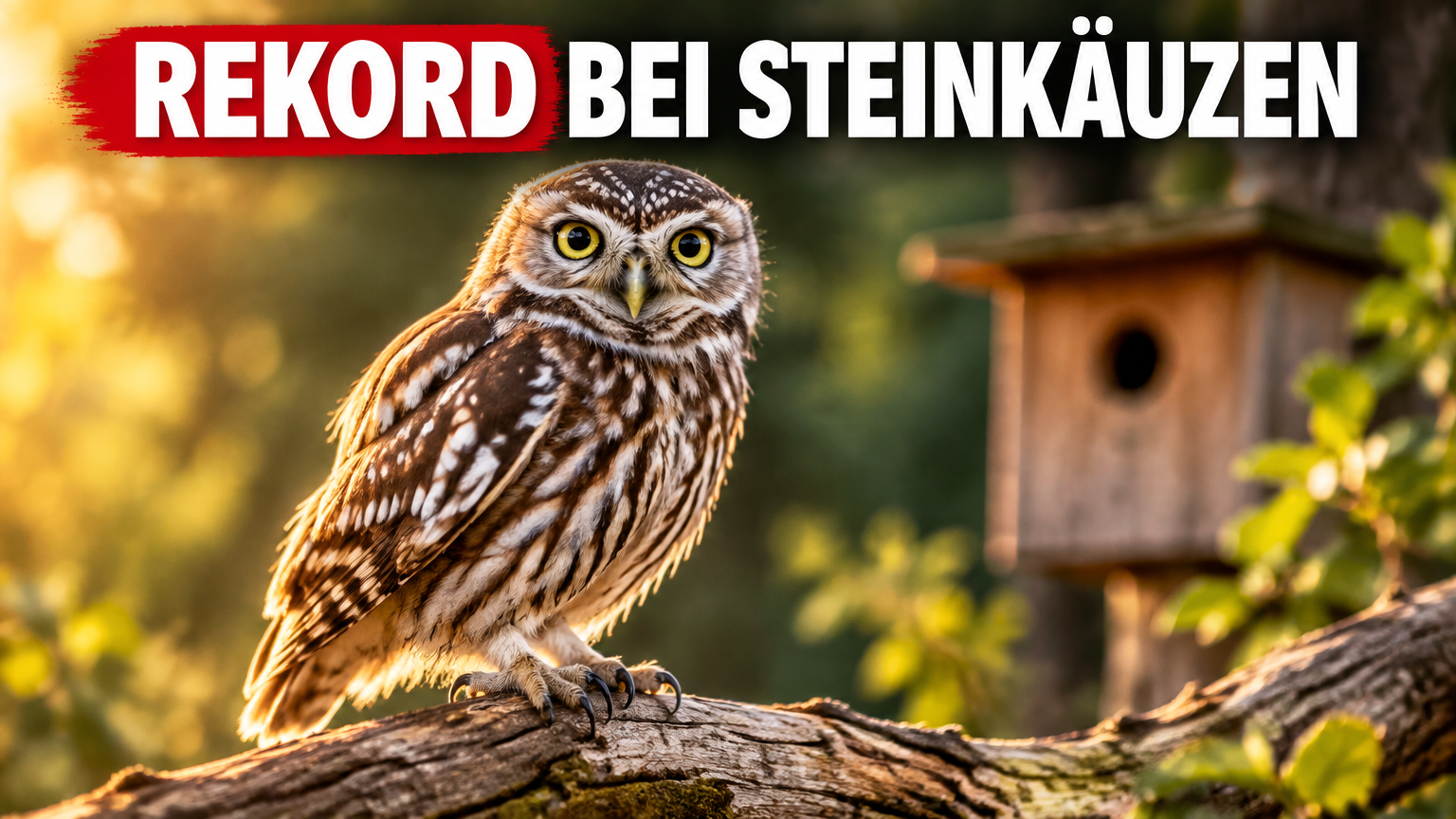 Sechs Steinkäuze ausgewildert: Artenschutzprojekt in Heidelberg meldet Rekordjahr 1 Sechs Steinkäuze ausgewildert im Rahmen des Artenschutzprojekts Heidelberg auf einem Ast sitzend.