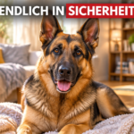 Eine glückliche und gesunde Schäferhündin, die nach ihrer Rettung als ehemals gequälte Amberger Schäferhündin nun in einem sicheren Zuhause entspannt.