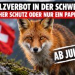 Ein wachsamer Fuchs im Wald als Symbol für das neue Pelzverbot Schweiz und die gesetzliche Regulierung von Pelzimporten.