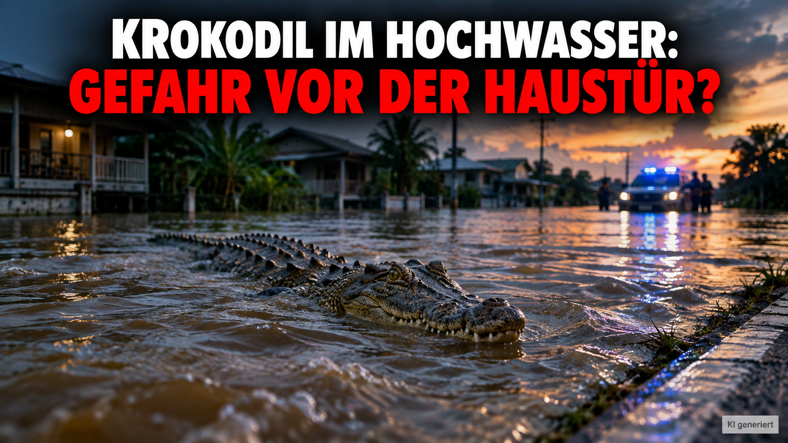 Krokodil in Chachoengsao: Behörden töten Reptil nahe Wohngebiet 1 Ein gefährliches Krokodil in Chachoengsao, das nach Überschwemmungen in einem Wohngebiet gesichtet wurde.
