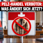 Symbolische Darstellung der neuen Gesetzgebung, da die Schweiz beschliesst Pelzverbot für Import und Handel einzuführen.