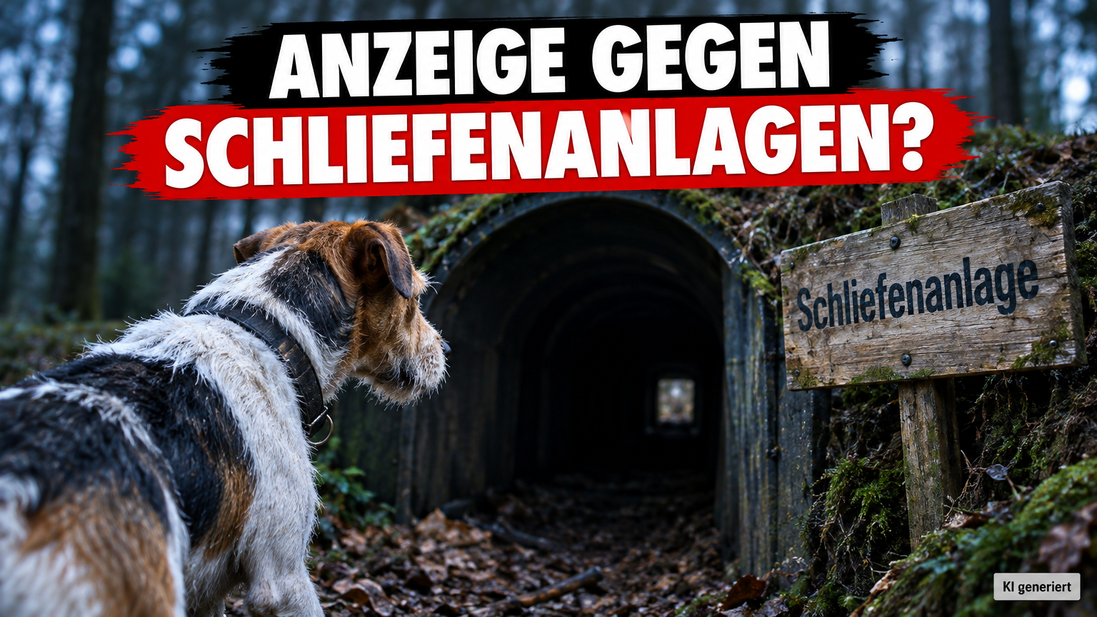 Ein Jagdhund vor einer Schliefenanlage im Kreis Borken, nachdem Peta erstattet Anzeige gegen die Betreiber der Trainingsstätte.