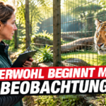 Ein Tierpfleger beobachtet am Welttierschutztag aufmerksam ein Tier im Zoo Landau.