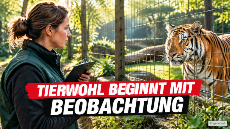 Ein Tierpfleger beobachtet am Welttierschutztag aufmerksam ein Tier im Zoo Landau.
