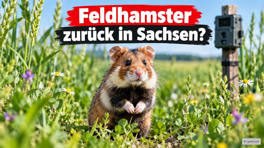 Auswilderungsprojekt für Feldhamster in Nordsachsen: Ein aufmerksamer Feldhamster in seinem natürlichen Lebensraum während des Auswilderungsprojekts für Feldhamster in Nordsachsen.