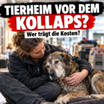 Tierheim St. Pölten kämpft mit Kosten: Ein Tierpfleger tröstet einen Hund im Tierheim St. Pölten, das aktuell mit Kosten kämpft.