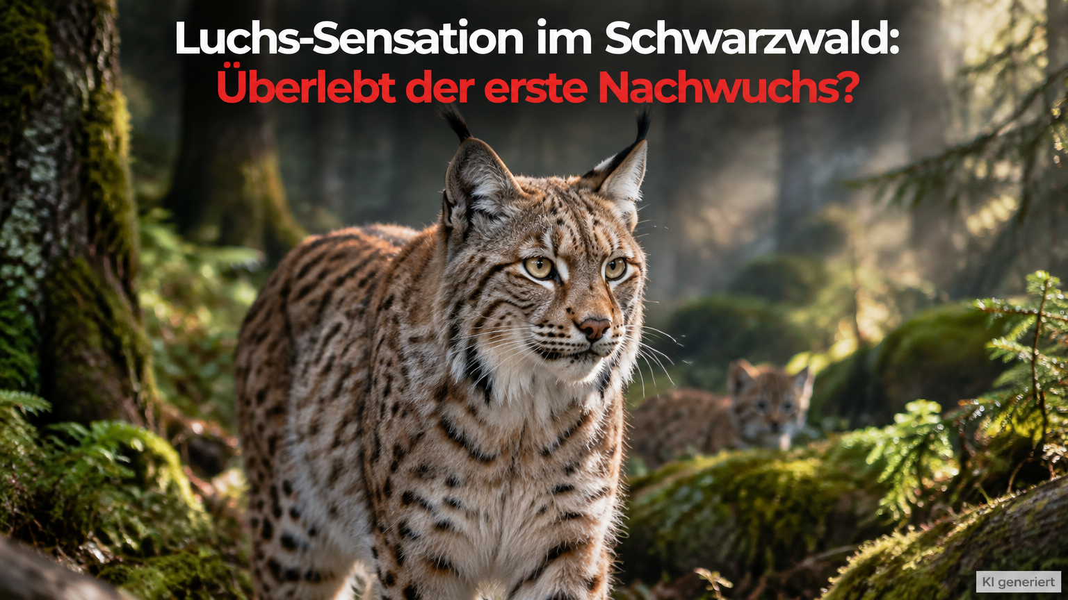 Luchsin Verena im Nationalpark Schwarzwald als Symbol für den erfolgreichen Luchsnachwuchs im Nordschwarzwald.