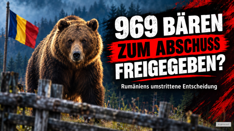 Rumänien verdoppelt Abschussquote für Bären: Ein großer Braunbär am Waldrand in den Karpaten, während Rumänien die Abschussquote für Bären verdoppelt.