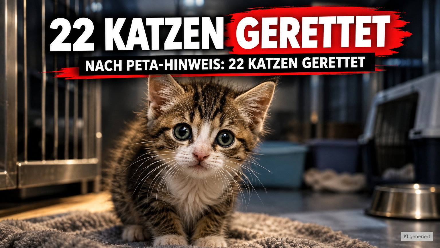 Illegale Katzenzucht in Berlin-Hellersdorf: Ein verängstigtes Kätzchen in einer Tierauffangstation nach der Rettung aus einer illegalen Katzenzucht in Berlin-Hellersdorf.