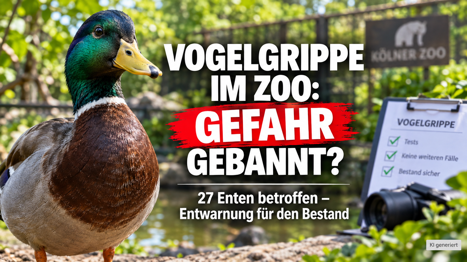 Vogelgrippe im Kölner Zoo eingedämmt: Eine gesunde Ente im Kölner Zoo nach der erfolgreichen Eindämmung der Vogelgrippe.