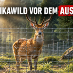 Ein majestätisches Sikawild steht sicher hinter einem stabilen Zaun, der das EU-Haltungsverbot für Sikawild symbolisiert.