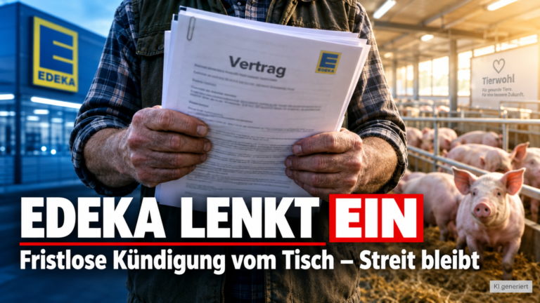 Landwirt hält Dokumente zu den umstrittenen Tierwohlverträgen im Edeka-Streit